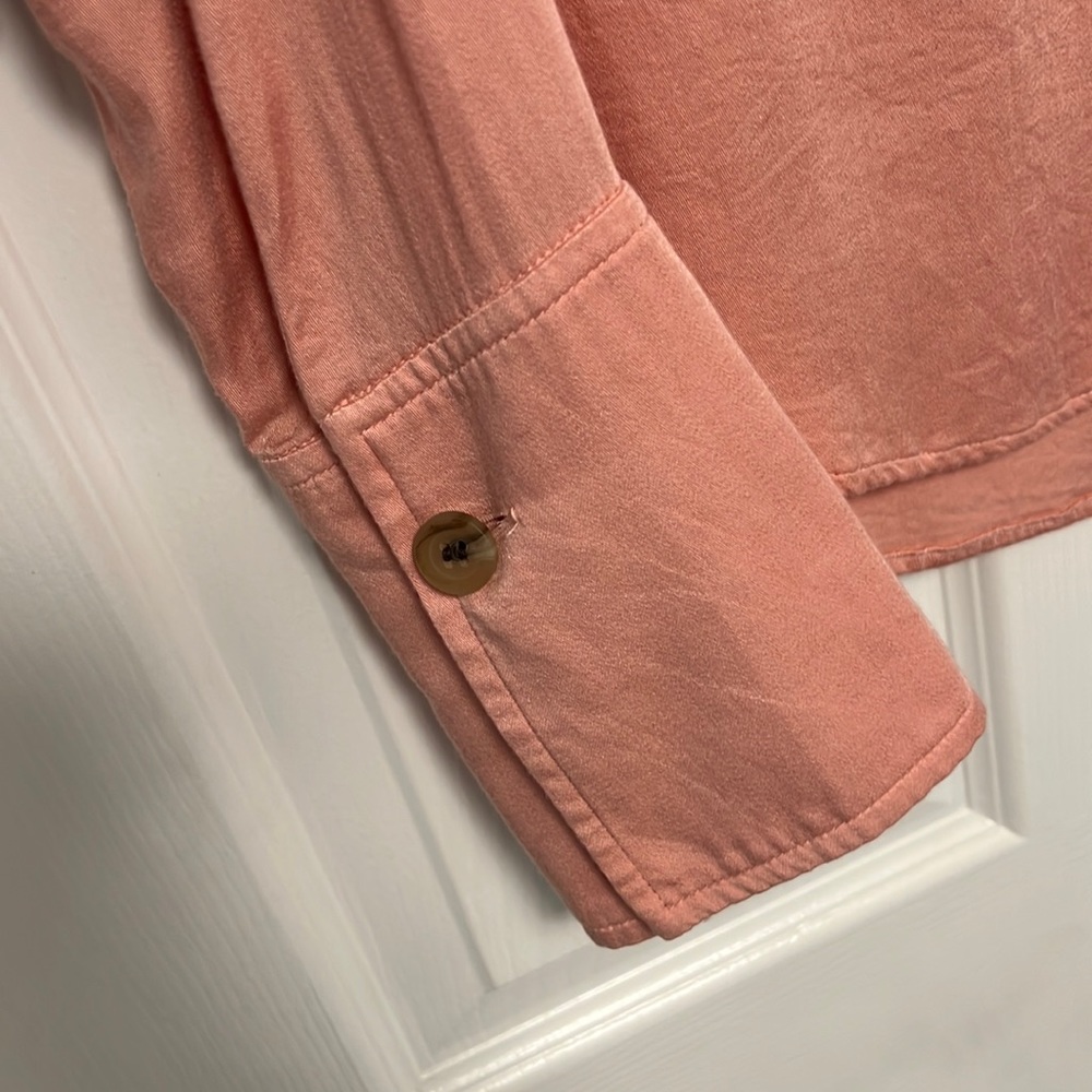 Something Navy Pink Button Front Long Sleeve Top - image 7